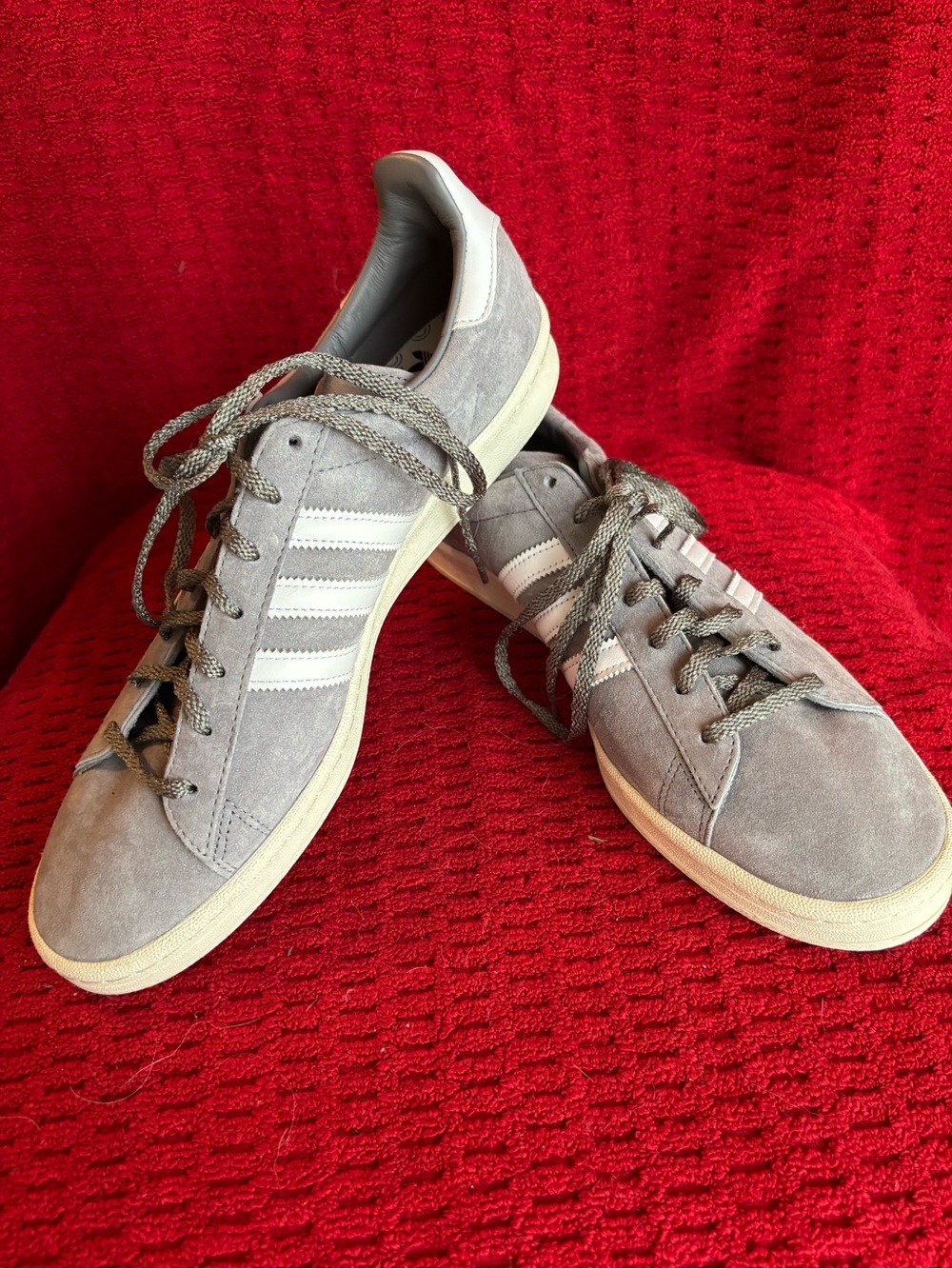 adidas Gray Suede Men's Sneakers with White Stripes NWOT